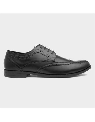 Billy Mens Black Lace Up Brogue Shoes