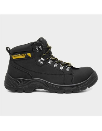EarthWorks Safety Clamp Adults Lace Up Black Safety Boot